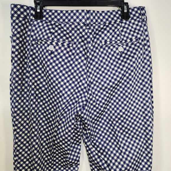 Isaac Mizrahi Live! Ankle Pants Sz 14 Regular Gingham Print Blue Tapered A263846 - Picture 5 of 9
